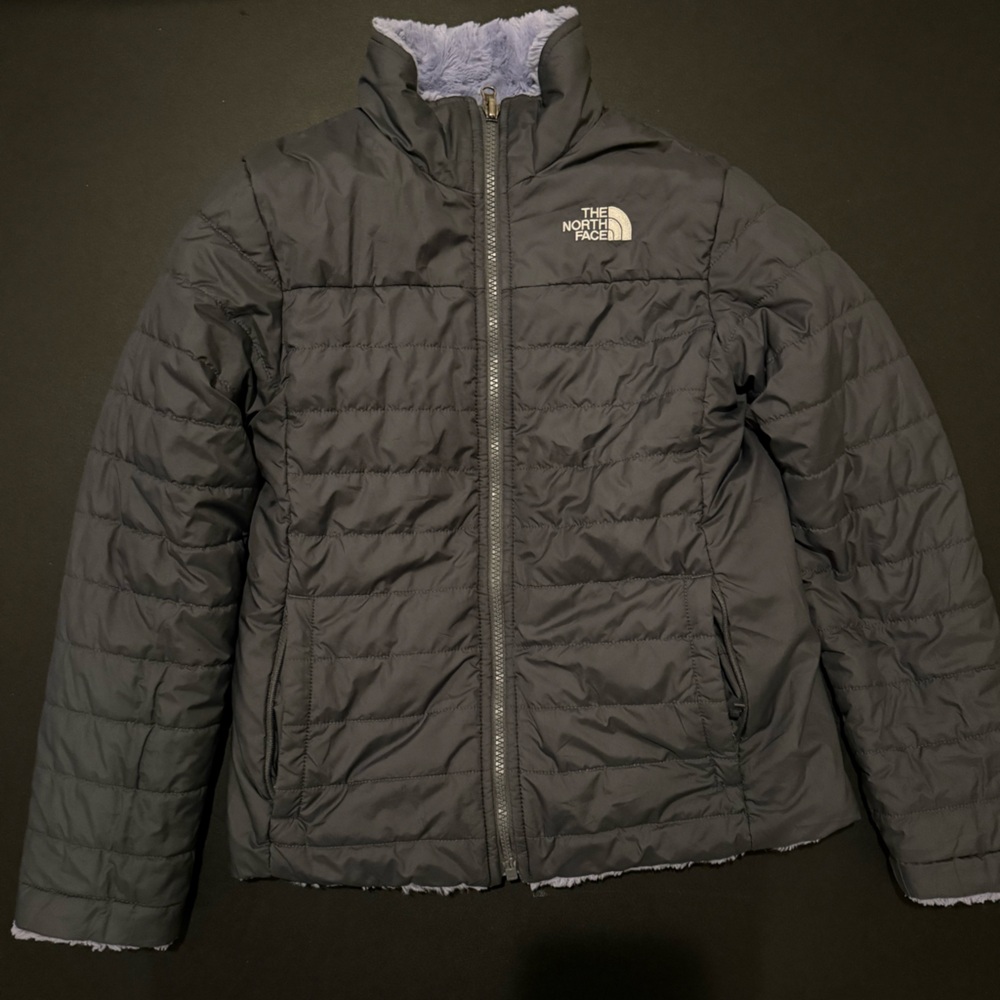 The North Face Mossbud Swirl Reversible Insulated Jacket Grey/Lavender M (10/12)